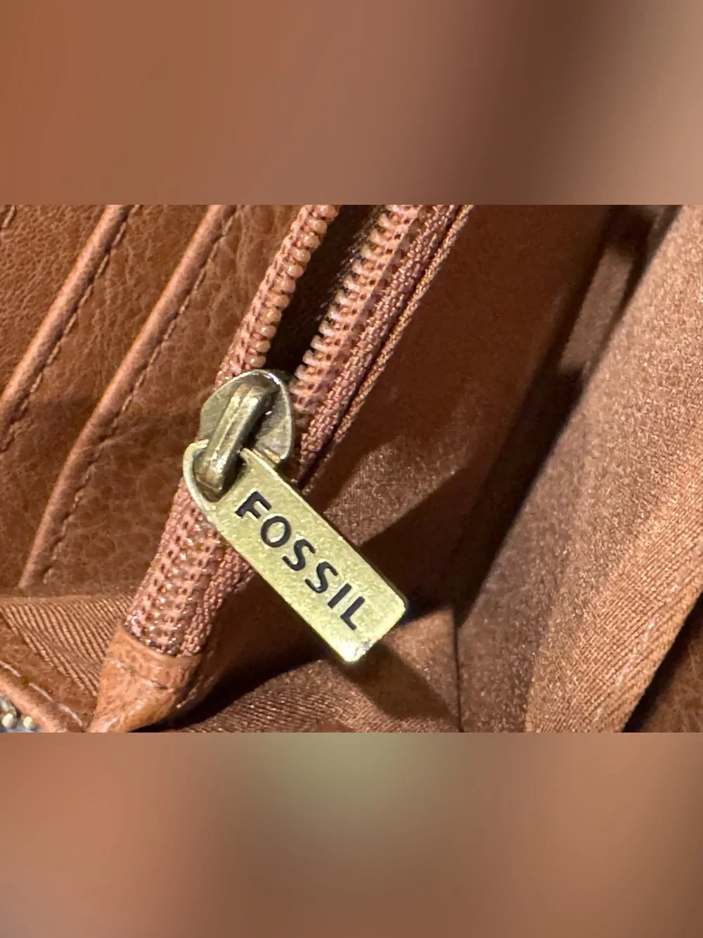 Fossil Striped Canvas Wallet in Pink, Blue, Brown & Cream Fully Zip Around
